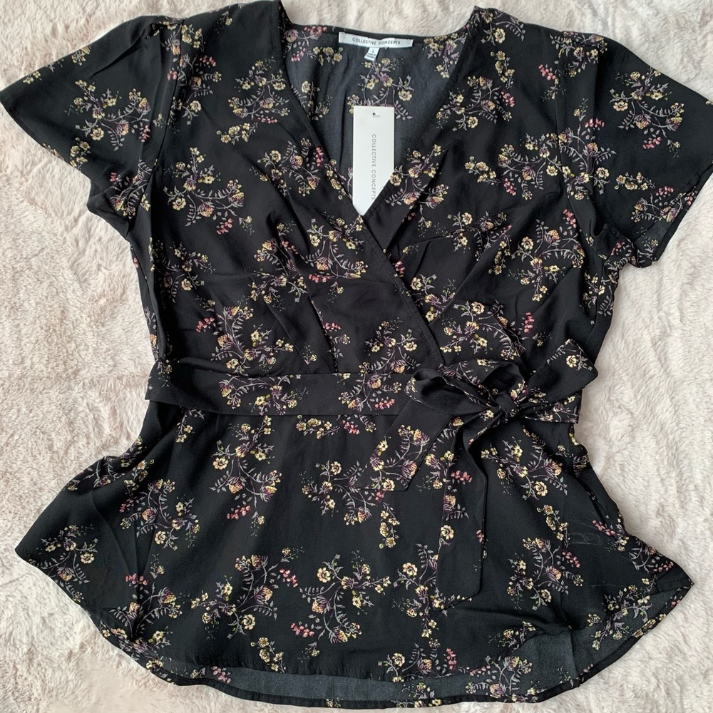 Printed Surplice Blouse
